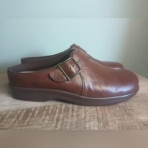 Sas Tripad Comfort Women's Slip On Clogs Mules 7.5 S Brown Leather Buckle